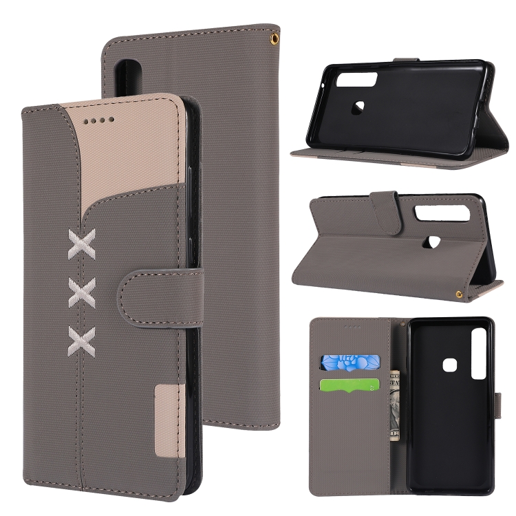 

Fabric Stitching Embroidery Horizontal Flip Leather Case With Holder & Card Slots & Wallet for Galaxy A9(Grey)