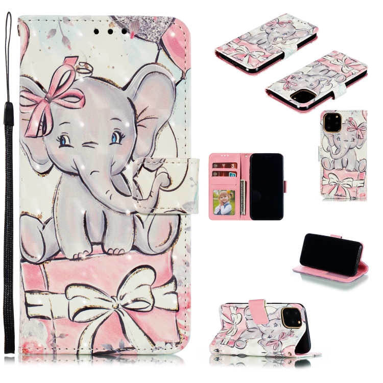 

3D Painted Pattern Horizontal Flip Leather Case with Holder & Card Slot & Wallet & Photo Frame & Lanyard For iPhone 11 Pro(Butterfly Elephant)