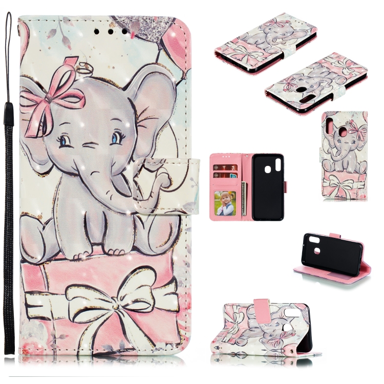 

3D Painted Pattern Horizontal Flip Leather Case with Holder & Card Slot & Wallet & Photo Frame & Lanyard For Galaxy A20e(Butterfly Elephant)