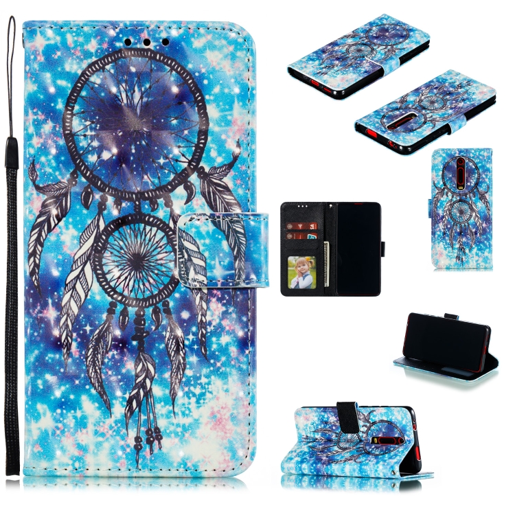 

3D Painted Pattern Horizontal Flip Leather Case with Holder & Card Slot & Wallet & Photo Frame & Lanyard For Xiaomi Redmi K20 & K20 Pro(Blue Wind Chime)