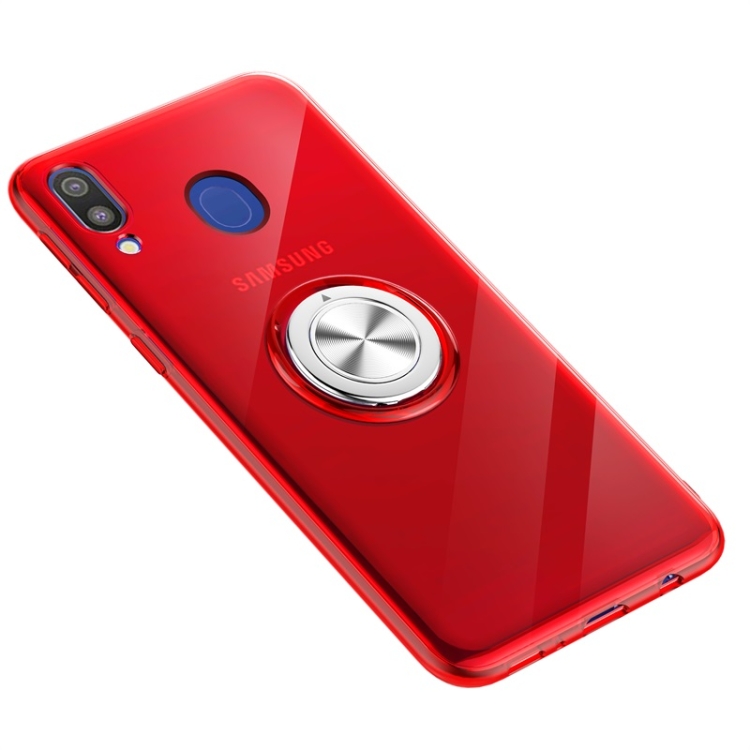 

Ultra-thin TPU Protective Case with 360 Degree Rotation Holder for Galaxy M20(Red)