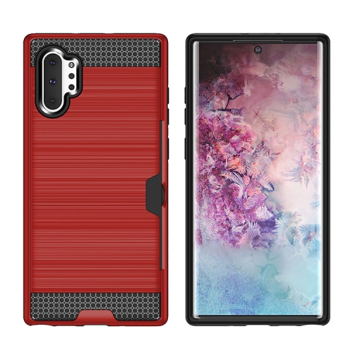 

Ultra-thin TPU+PC Brushed Texture Shockproof Protective Case with Card Slot for Galaxy Note 10+(Red)