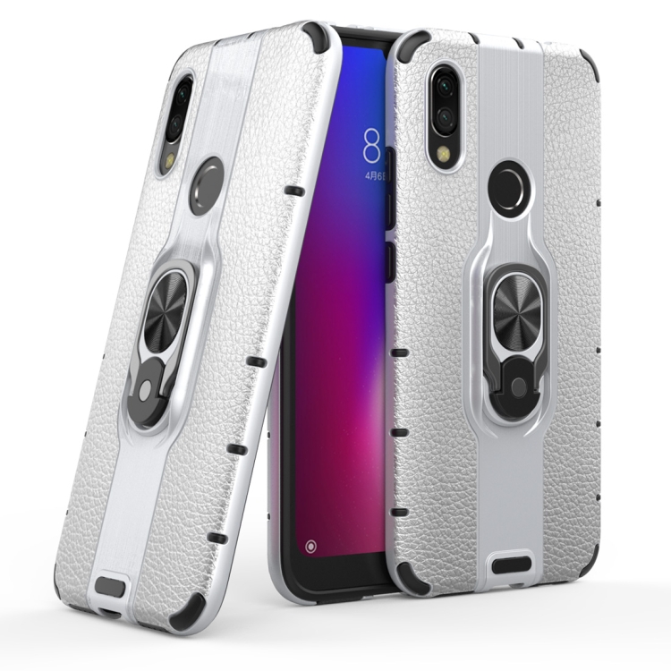 

Litchi Texture PC + TPU Combination Case with Magnetic Ring Holder For Xiaomi Redmi 7(Silver)
