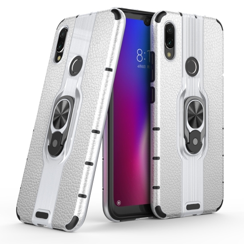 

Litchi Texture PC + TPU Combination Case with Magnetic Ring Holder For Xiaomi Redmi Note 7(Silver)
