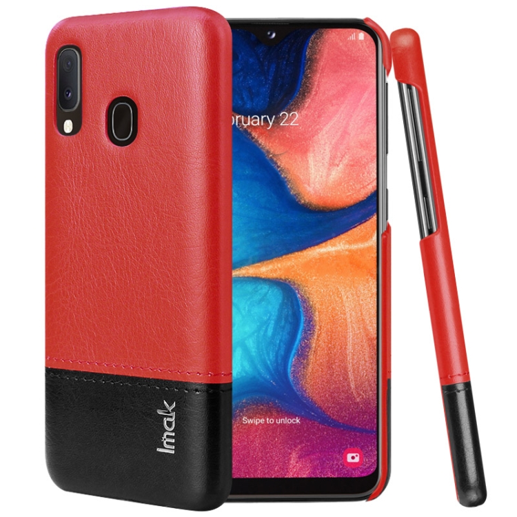 

IMAK Ruiyi Series Concise Slim PU + PC Protective Case For Galaxy A20e(Black+Red)