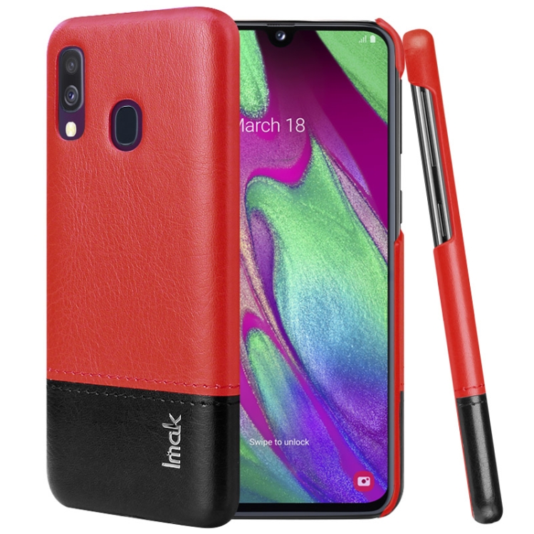 

IMAK Ruiyi Series Concise Slim PU + PC Protective Case For Galaxy A40(Black+Red)