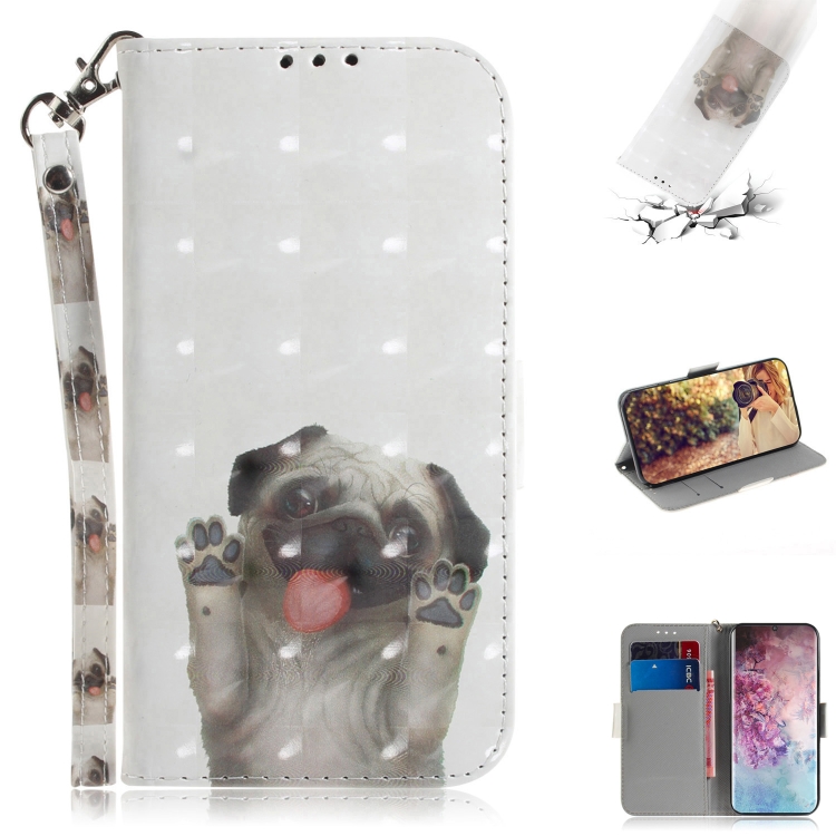 

3D Colored Drawing Horizontal Flip Leather Case, with Holder & Card Slot & Wallet For Galaxy Note 10 Plus(Pug)