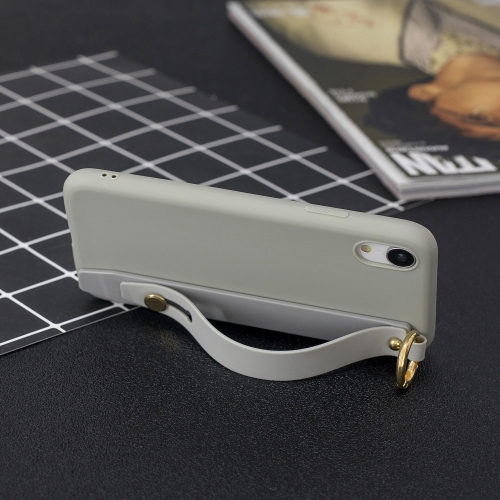 

Shockproof Solid Color TPU Case with Wristband For iPhone XS Max(Grey)