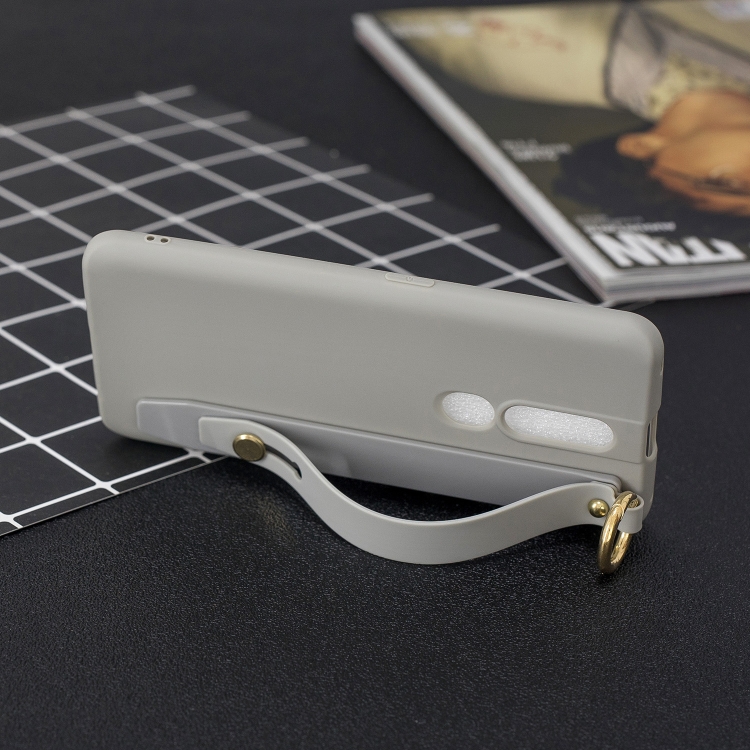 

Shockproof Solid Color TPU Case with Wristband For OPPO F11 Pro(Grey)