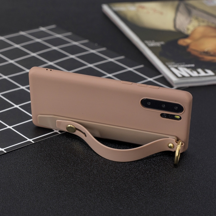 

Shockproof Solid Color TPU Case with Wristband For Huawei P30 Pro(Coffee)
