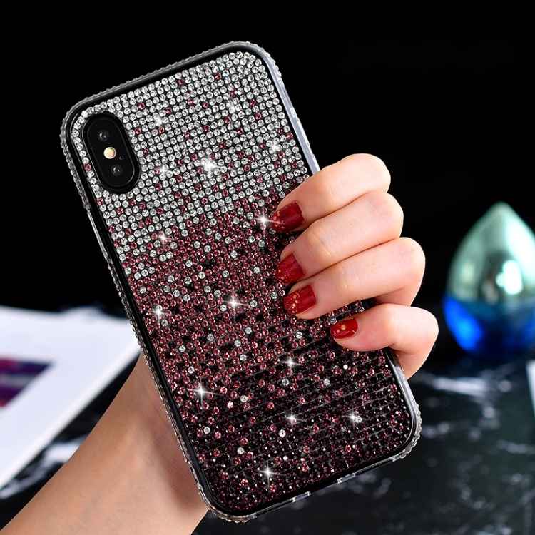 

TPU + Epoxy Flash Diamond Tri-Color Gradient Phone Protective Case for iPhone XS Max(Gradient Purple)