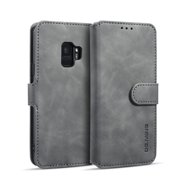 

DG.MING Retro Oil Side Horizontal Flip Case with Holder & Card Slots & Wallet for Galaxy S9(Grey)