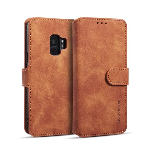 

DG.MING Retro Oil Side Horizontal Flip Case with Holder & Card Slots & Wallet for Galaxy S9(Brown)