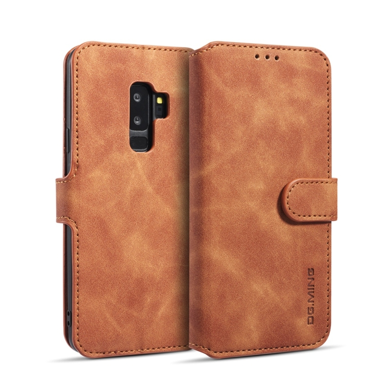

DG.MING Retro Oil Side Horizontal Flip Case with Holder & Card Slots & Wallet for Galaxy S9+(Brown)