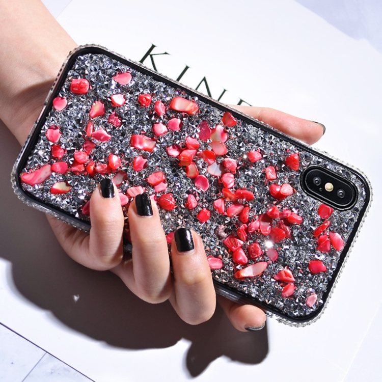 

TPU + Epoxy Rain Flower Pebbles Mobile Phone Protective Case for iPhone XS Max(Red)