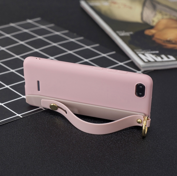 

Shockproof Solid Color TPU Case with Wristband For Xiaomi Redmi 6A(Pink)