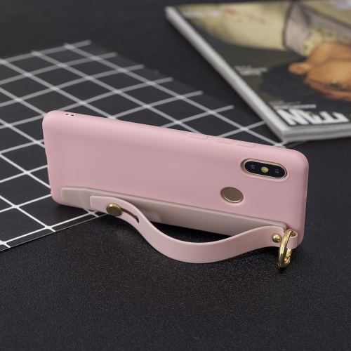 

Shockproof Solid Color TPU Case with Wristband For Xiaomi Redmi Note 5 Pro(Pink)