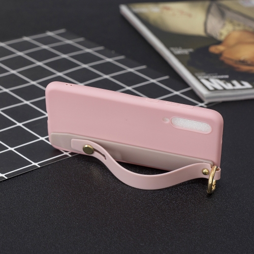 

Shockproof Solid Color TPU Case with Wristband For Xiaomi Mi 9(Pink)