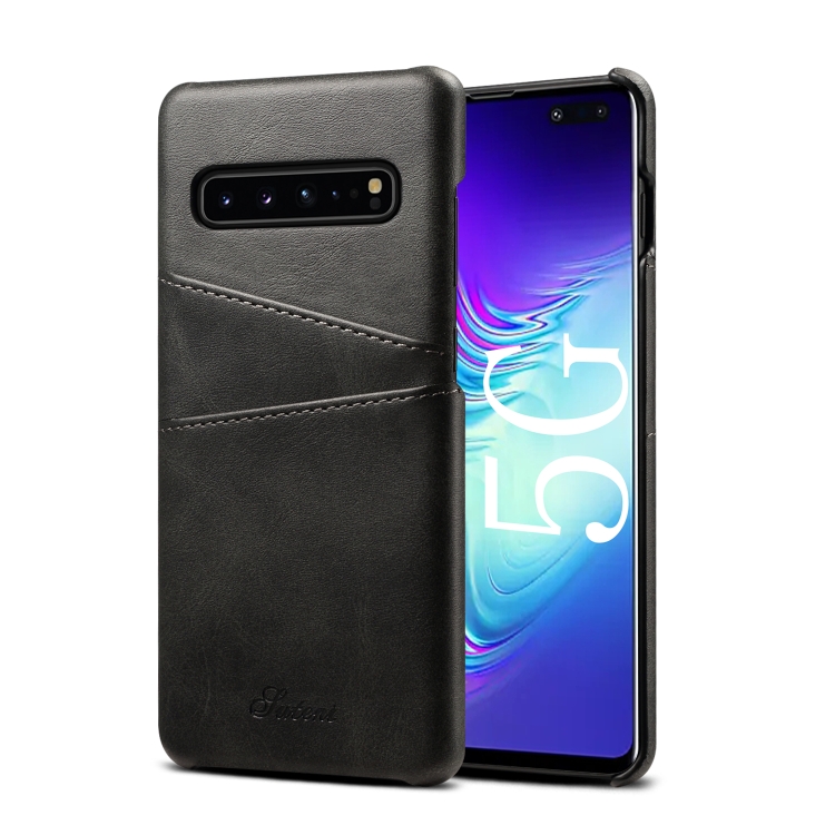 

Suteni Calf Texture Back Cover Protective Case with Card Slots for Galaxy S10 5G(Black)