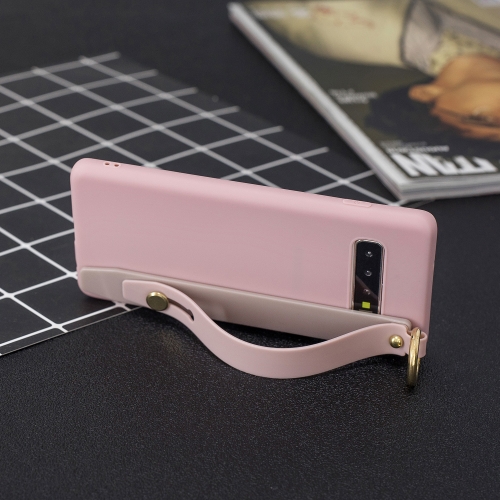 

Shockproof Solid Color TPU Case with Wristband For Galaxy Note8(Pink)