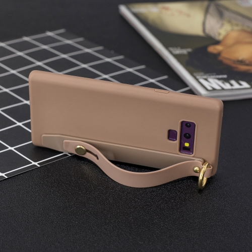 

Shockproof Solid Color TPU Case with Wristband For Galaxy Note9(Coffee)