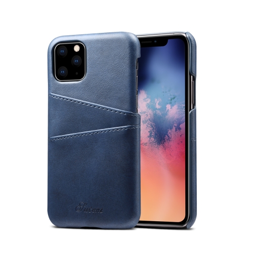

Suteni Calf Texture Back Cover Protective Case with Card Slots for iPhone 11(Blue)