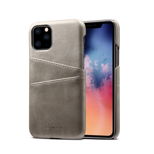 

Suteni Calf Texture Back Cover Protective Case with Card Slots for iPhone 11 Pro Max(Grey)