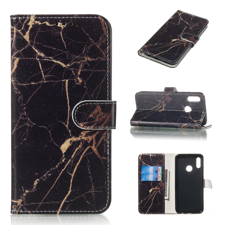 

Colored Drawing Marble Pattern Horizontal Flip PU Leather Case with Holder & Card Slots & Wallet For Huawei Honor 10 Lite(Black Gold)