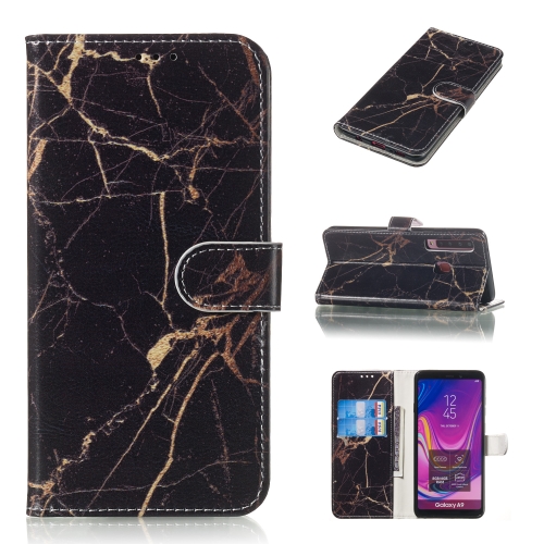 

Colored Drawing Marble Pattern Horizontal Flip PU Leather Case with Holder & Card Slots & Wallet For Galaxy A9 (2018)(Black Gold)