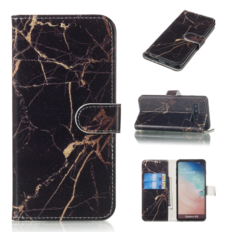 

Colored Drawing Marble Pattern Horizontal Flip PU Leather Case with Holder & Card Slots & Wallet For Galaxy S10(Black Gold)