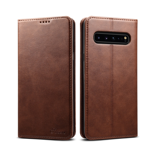 

Suteni Calf Texture Horizontal Flip Leather Case with Holder & Card Slots & Wallet for Galaxy S10 5G(Brown)