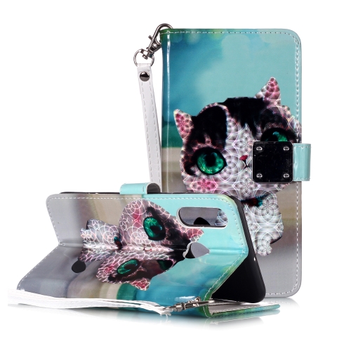 

Magic 3D Bright Coloured Drawing Pattern Horizontal Flip PU Leather Case with Holder & Card Slots & Wallet & Photo Frame for Huawei P30 Lite(Cute Cat)