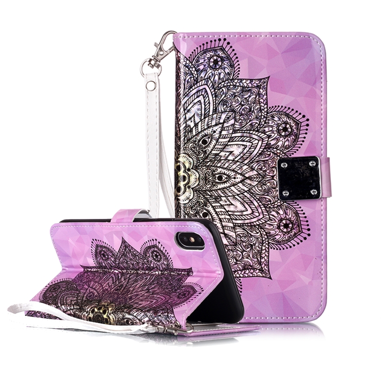 

Magic 3D Bright Coloured Drawing Pattern Horizontal Flip PU Leather Case with Holder & Card Slots & Wallet & Photo Frame for iPhone XS Max(Half Mandala)