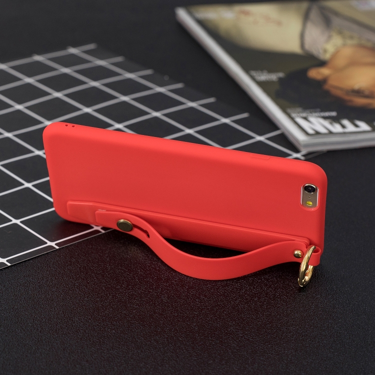 

Shockproof Solid Color TPU Case with Wristband For iPhone 6s / 6(Red)