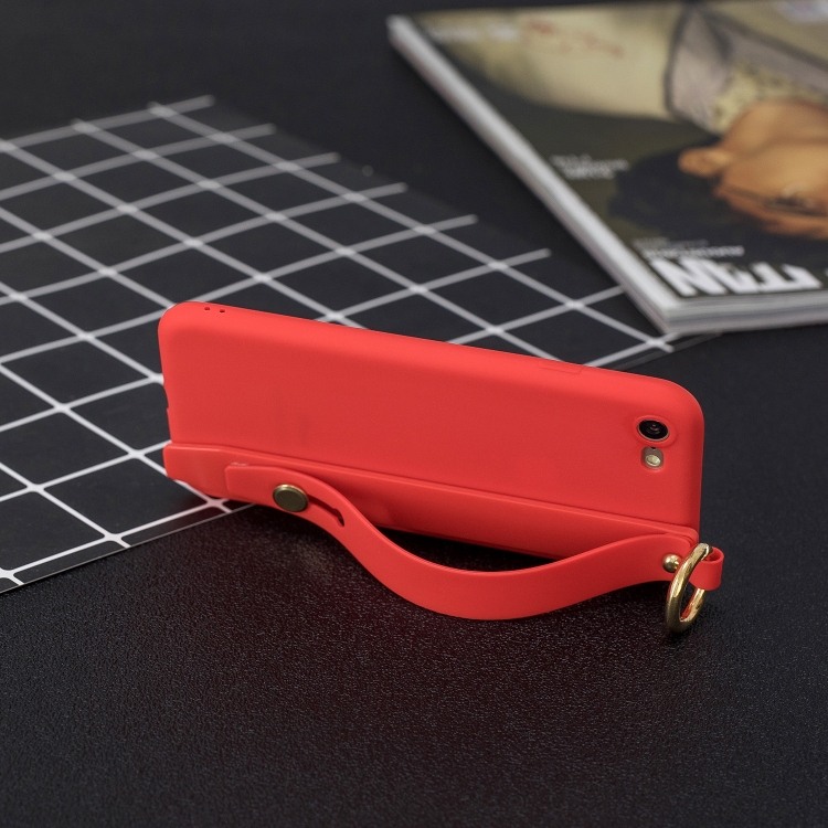 

Shockproof Solid Color TPU Case with Wristband For iPhone 8 / 7(Red)