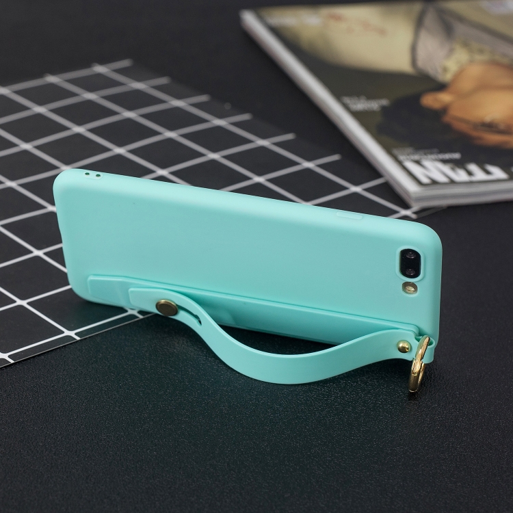 

Shockproof Solid Color TPU Case with Wristband For iPhone 8 Plus / 7 Plus(Baby Blue)