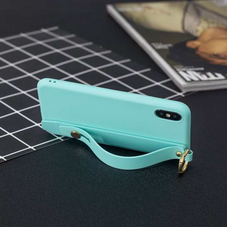 

Shockproof Solid Color TPU Case with Wristband For iPhone XR(Baby Blue)