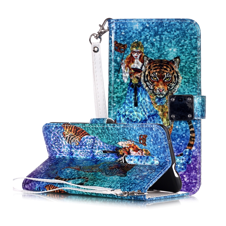 

Magic 3D Bright Coloured Drawing Pattern Horizontal Flip PU Leather Case with Holder & Card Slots & Wallet & Photo Frame for OnePlus 7 Pro(Beauty and Tiger)