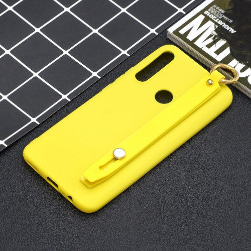 

Shockproof Solid Color TPU Case with Wristband For Huawei P Smart Z(Yellow)