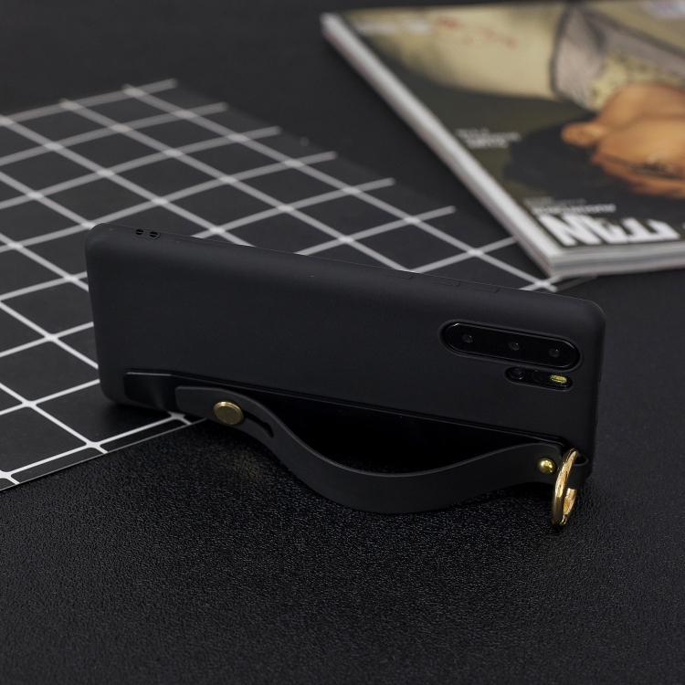

Shockproof Solid Color TPU Case with Wristband For Huawei P30 Pro(Black)