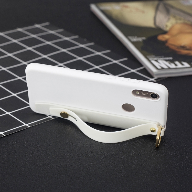 

Shockproof Solid Color TPU Case with Wristband For Huawei Enjoy 9s(White)