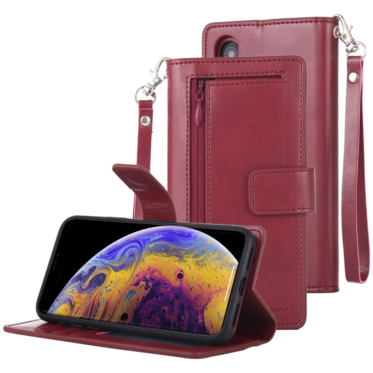 

MERCURY GOOSPERY DETACHABLE DIARY Horizontal Flip Leather Case with Holder & Card Slots & Zipper & Wallet for iPhone X / XS(Wine)