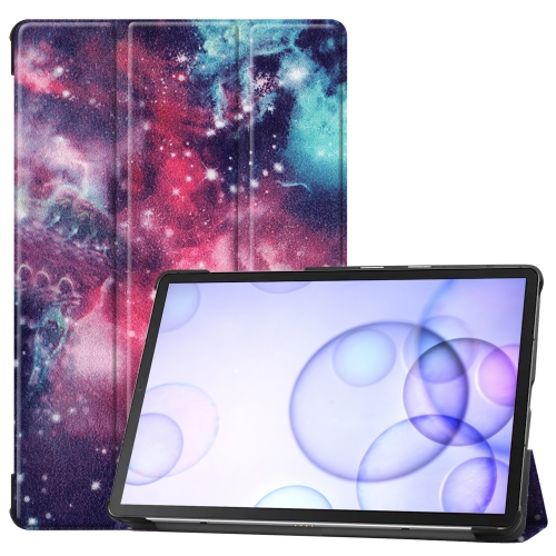 

Colored Drawing Horizontal Flip Leather Case with Three-folding Holder & Sleep / Wake-up Function for Galaxy Tab S6 T860 / T865(Silver Nebula)