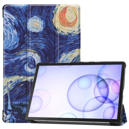 

Colored Drawing Horizontal Flip Leather Case with Three-folding Holder & Sleep / Wake-up Function for Galaxy Tab S6 T860 / T865(Starry Sky)