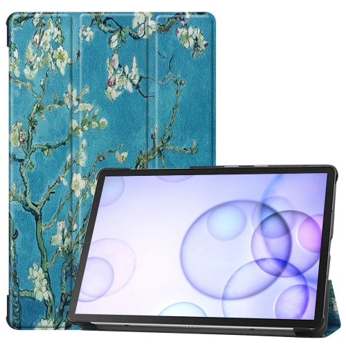 

Colored Drawing Horizontal Flip Leather Case with Three-folding Holder & Sleep / Wake-up Function for Galaxy Tab S6 T860 / T865(Apricot Flower)