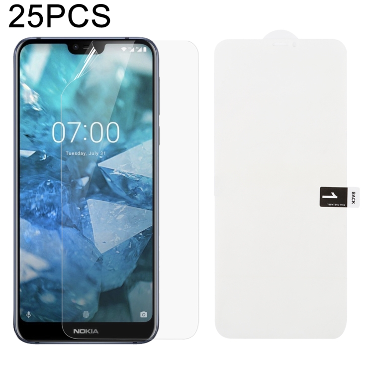 

25 PCS Soft Hydrogel Film Full Cover Front Protector with Alcohol Cotton + Scratch Card for Nokia 7.1