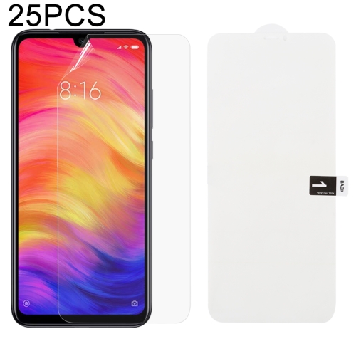 

25 PCS Soft Hydrogel Film Full Cover Front Protector with Alcohol Cotton + Scratch Card for Xiaomi Redmi Note 7