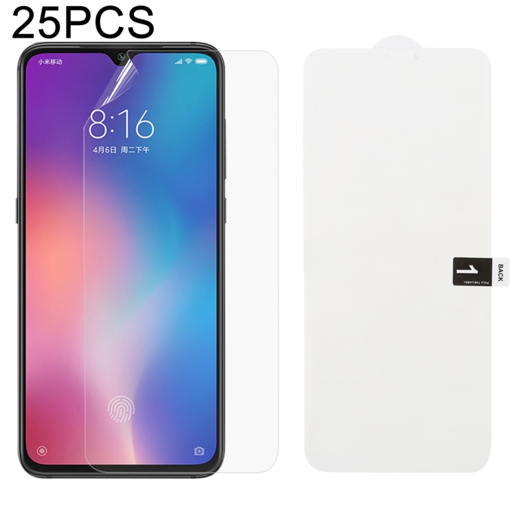 

25 PCS Soft Hydrogel Film Full Cover Front Protector with Alcohol Cotton + Scratch Card for Xiaomi Mi 9