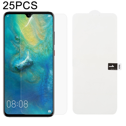 

25 PCS Soft Hydrogel Film Full Cover Front Protector with Alcohol Cotton + Scratch Card for Huawei Mate 20