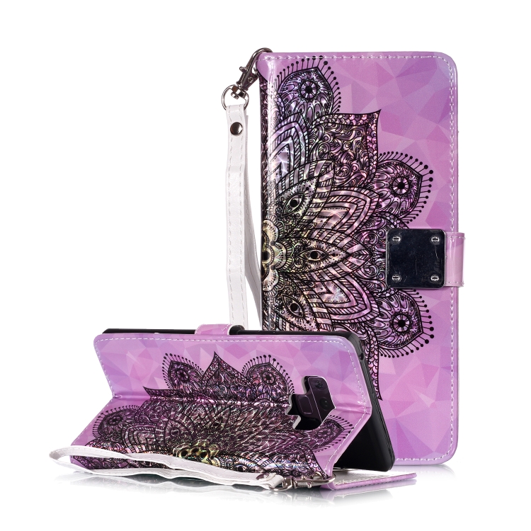 

Magic 3D Bright Coloured Drawing Pattern Horizontal Flip PU Leather Case with Holder & Card Slots & Wallet & Photo Frame for Galaxy Note 9(Half Mandala)